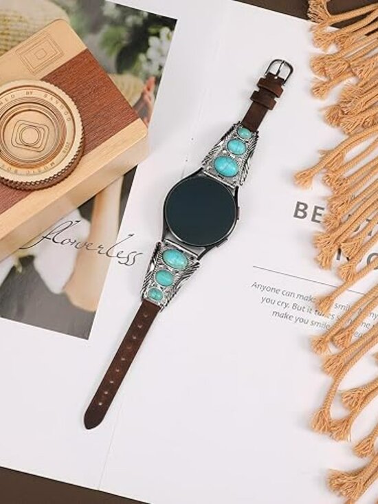 Leather Turquoise Band Boho Compatible Samsung Galaxy Watch 7/6/5/4/FE/Active 2 main image 3